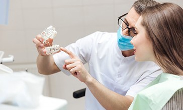 a dentist explaining how dental implants work