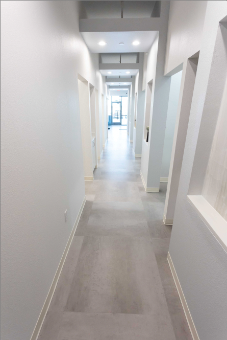 Hallway leading to dental treatment rooms