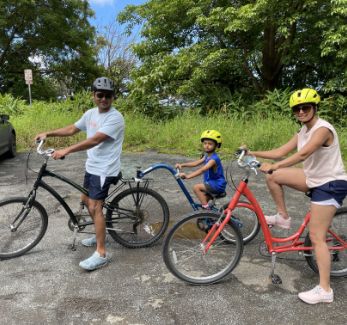 Doctor Pankti and her family bike riding together