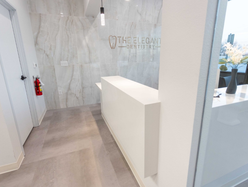 Side of dental office front desk